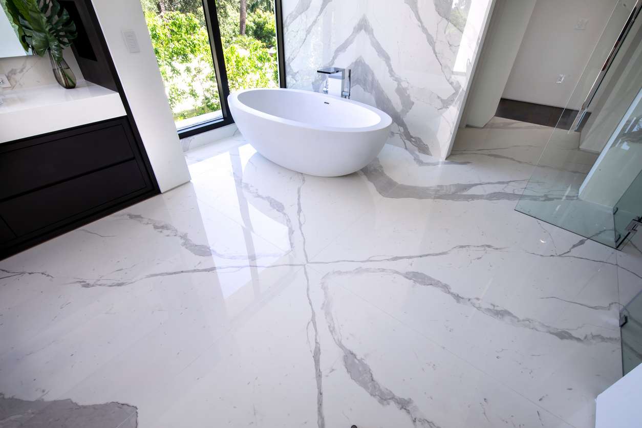premium bathroom materials in Boise -marble floors